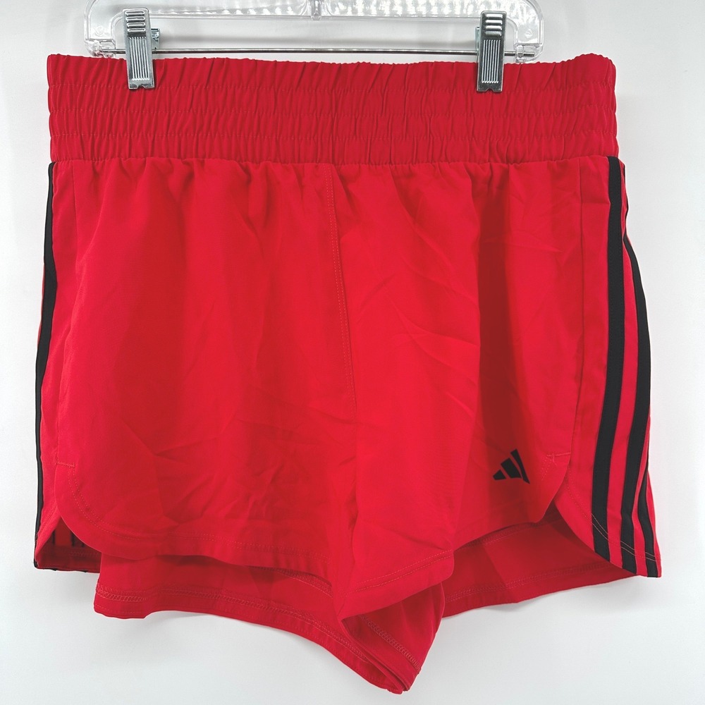 Adidas Pacer Woven High Training Shorts Red Black JD2287 Mens M 3in Inseam